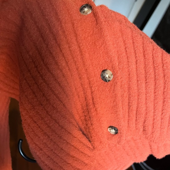 Wilfred free, large orange sweater with brown buttons. - Picture 3 of 6